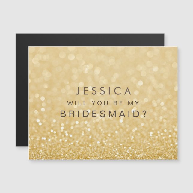 MAGNET blir min bridesaid Faux Guld Glitter (Fram/baksida)