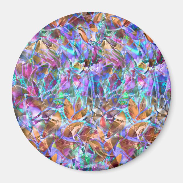 Magnet Blommigt Abstrakt Stached Glass (Framsidan)