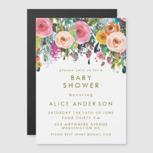 MAGNET Blommigten Baby Shower Inbjudan