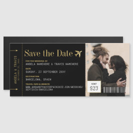 Magnet Boarding Pass Save Date Black Guld