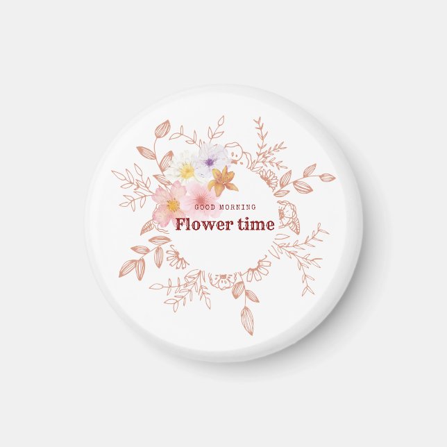 Magnet | Botanisk Blomma Tid Kylskåpsmagnet (Framsidan)