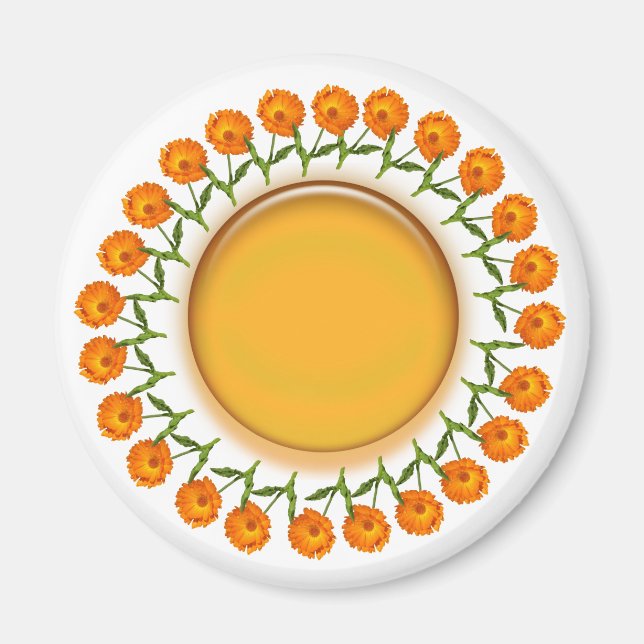 Magnet - Calendula och Orange Disk (Framsidan)