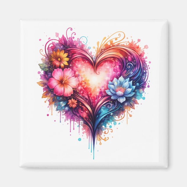 Magnet carré cœur artistique coloré (Framsidan)