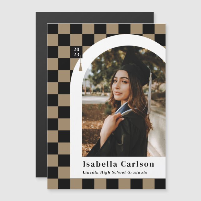 Magnet Checked Arch Photo Studenten-meddelande (Fram/baksida)