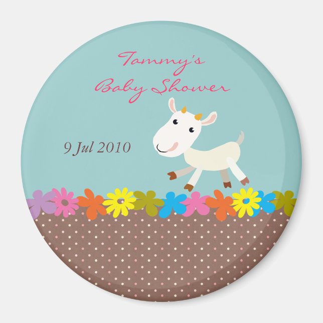 Magnet Cute Goat Baby Shower - Anpassade (Framsidan)