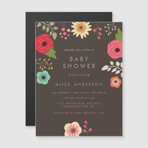 MAGNET Den moderna Blommigten Baby Shower Party