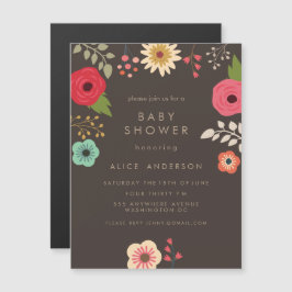 |MAGNET| Den moderna Blommigten Baby Shower Party Magnetisk Inbjudningskort