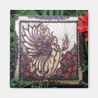 Magnet: Fire Fairy Henna on Wood Magnet