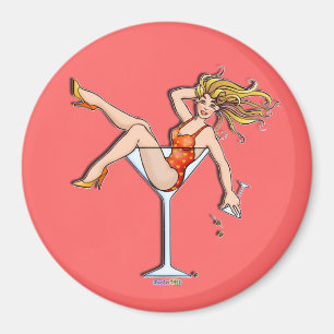Magnet - flicka i ett Martini exponeringsglas,