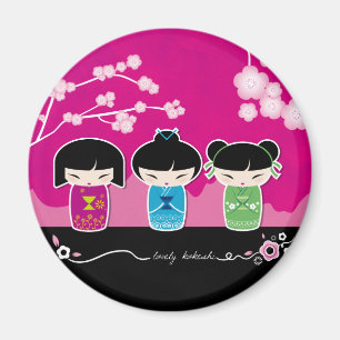 Magnet för 3 Kokeshi