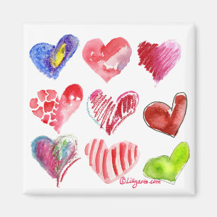 Magnet för 9 valentinhjärtor