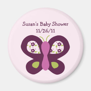 Magnet för baby shower för sockerplommonfjäril