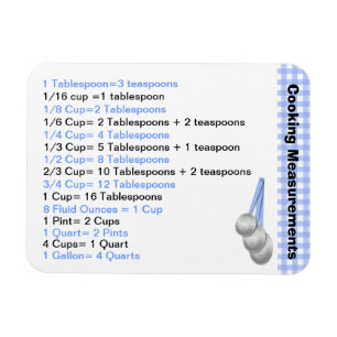 Magnet för Blue & White Cooking Measurement Chart