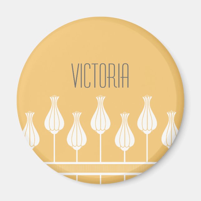 Magnet för Coral Art Deco-Blommigt (Framsidan)