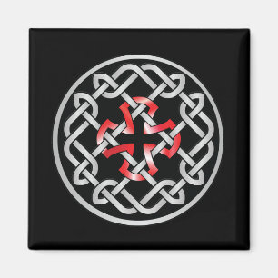 Magnet för den keltiska Knot Red Metallic Square