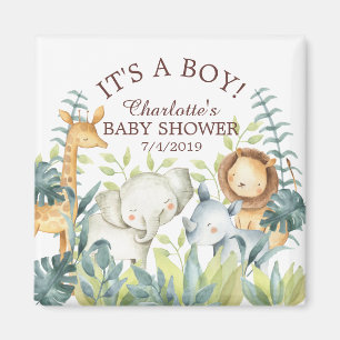 Magnet för favör för djungeldjurbaby shower