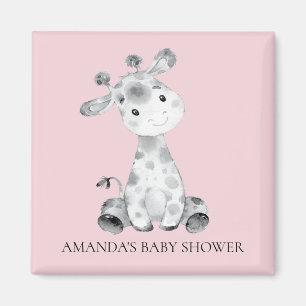 Magnet för favör för flickagiraffbaby shower