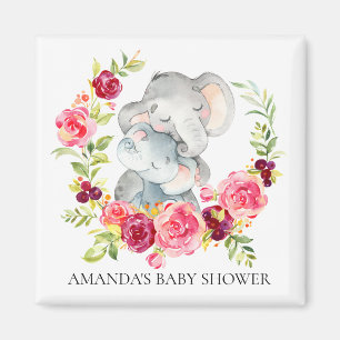 Magnet för favör för mamma- & babyelefantbaby