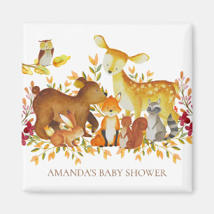 Magnet för favör för skogsmarkdjurbaby shower