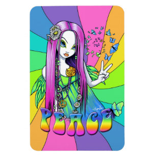 Magnet för fe för Hippie för Chloe fredregnbåg