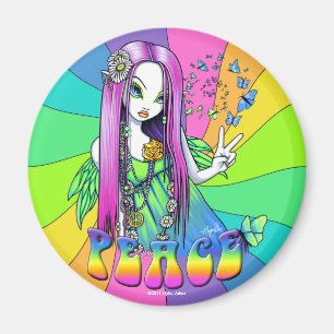 Magnet för fe för Hippie "för Chloe" regnbågef
