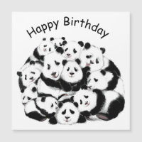 Magnet för födelsedagskort med Panda-familj