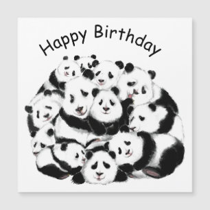 Magnet för födelsedagskort med Panda-familj