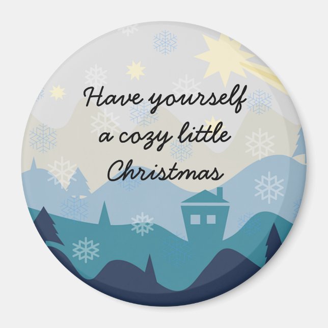 Magnet för gåva för mysigt julönskemål Retro (Framsidan)