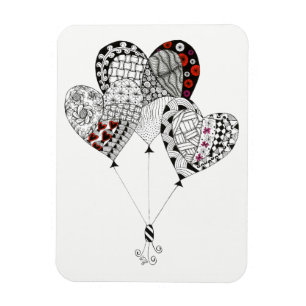 Magnet för grumlig och färgstark hjärt-ballong 3"