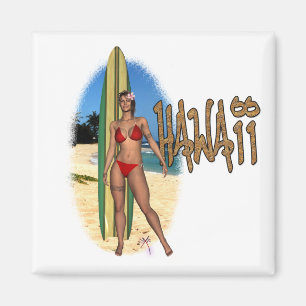 Magnet för Hawaii surfareflicka