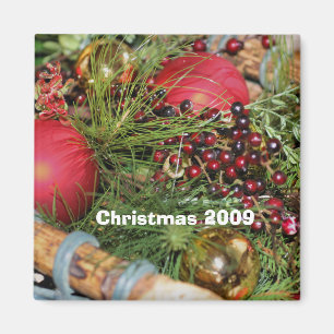 Magnet för helgdag för jul för bollpärlorevergreen