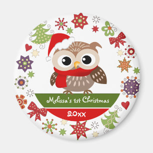 Magnet för jul för lycklig babyuggla 1st
