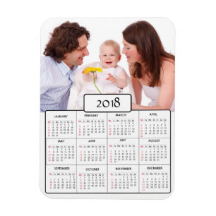 Magnet för kalender för personligfamiljfoto 2018