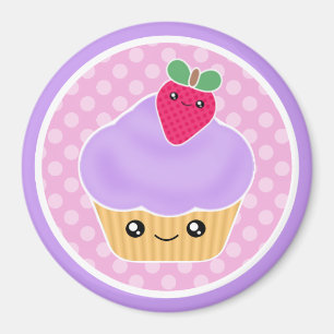 Magnet för Kawaii muffinjordgubbe