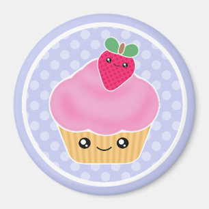 Magnet för Kawaii muffinjordgubbe