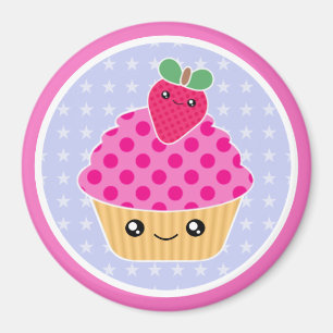 Magnet för Kawaii muffinjordgubbe