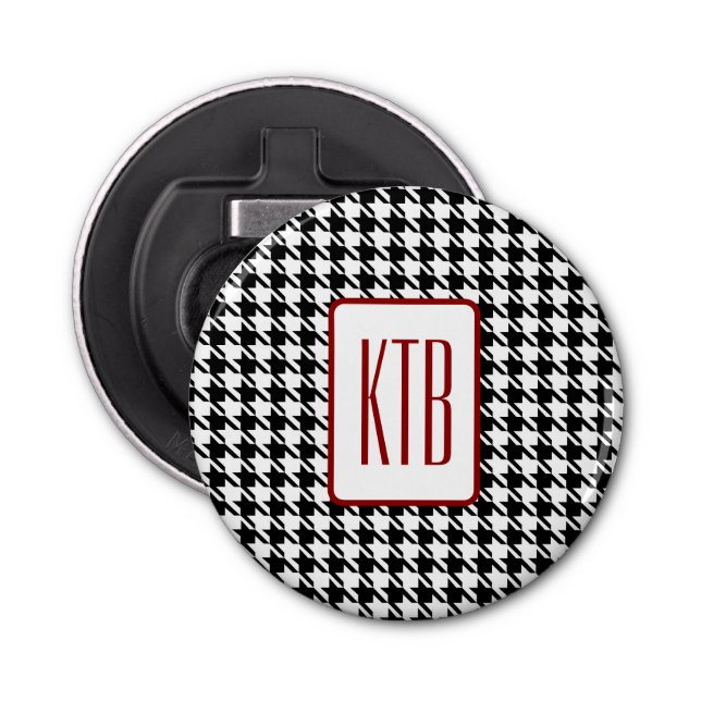 Magnet för Monogram Houndstooth 2,25-in-knapp Flasköppnare (Framsidan)