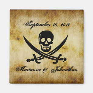 Magnet för piratbröllop spara datumsouvenir