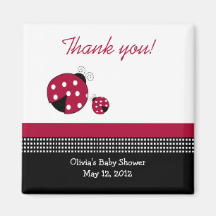 Magnet för Polkadot LadybugsBaby duschfavör