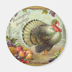 Magnet för runda för vintagethanksgivinghälsnin