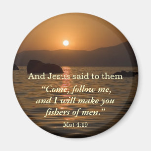 Magnet för scripture för Matthew 4:19solnedgång
