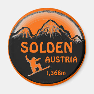 Magnet för Solden Österrike orange snowboardkons
