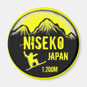 Magnet för souvenir för Niseko Japan gul
