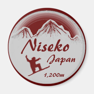 Magnet för souvenir för Niseko Japan röd