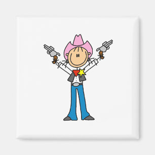 Magnet för stick figurCowgirlsheriff