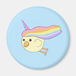 Magnet för tecknadUnicorn-Höna runda