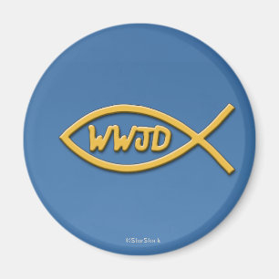 Magnet för WWJD-fisksymbol