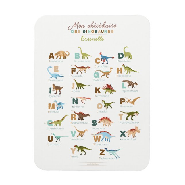 Magnet Frigo Abécédaire Dinosaures (Français) (Vertikal)