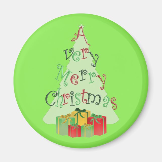 Magnet god jul Träd och Presenter (Framsidan)