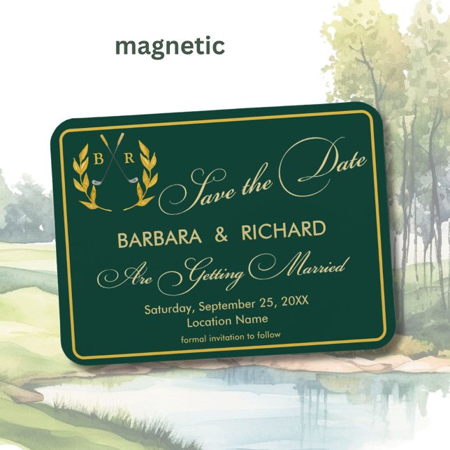 MAGNET Golf Theme Monogram Wedding Save the Date (Skapare uppladdad)